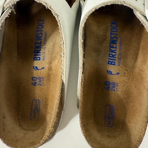 Birkenstock Women’s Arizona Soft Footbed Leather White Slide Sandal Size 9 - Picture 8 of 9